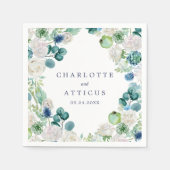 Klassieke witte bloemen bruiloft servet (Voorkant)