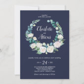 Klassieke witte bloemen | Casual marineweddenschap Kaart (Voorkant)