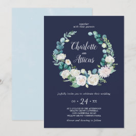 Klassieke witte bloemen | Casual marineweddenschap Kaart