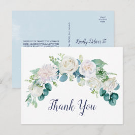 Klassieke witte bloemen Dank u Briefkaart