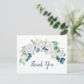 Klassieke witte bloemen Dank u Briefkaart (Staand voorkant)