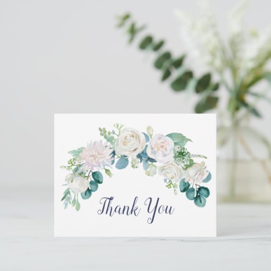 Klassieke witte bloemen Dank u Briefkaart (Staand voorkant)