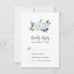 Klassieke witte bloemen Eenvoudige RSVP-kaart RSVP Kaartje