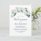 Klassieke witte bloemen eerste gemeenschap kaart (Staand voorkant)