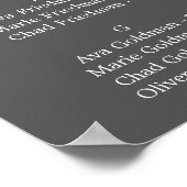 Klassieke witte bloemen grijze alfabetische zitpla poster (Hoek)