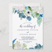 Klassieke witte bloemen het huwelijk van kaart (Voorkant)