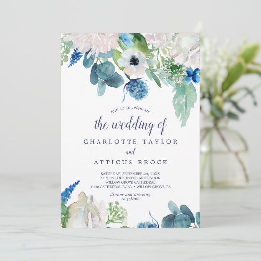 Klassieke witte bloemen het huwelijk van kaart (Staand voorkant)