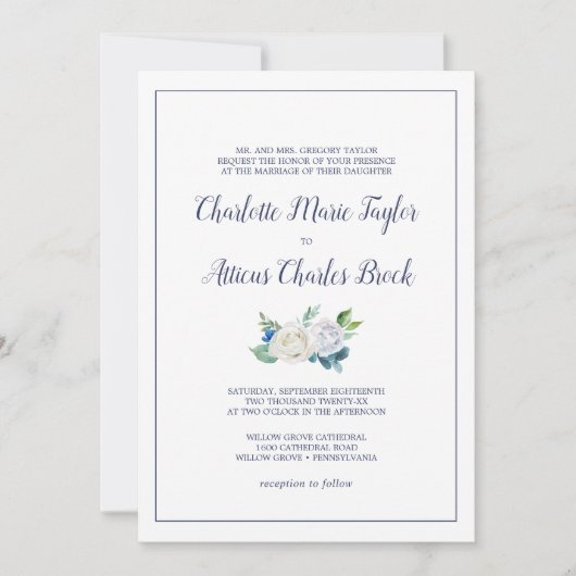 Klassieke witte bloemen kaart (Voorkant)