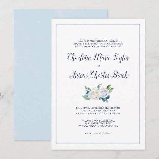 Klassieke witte bloemen kaart (Voorkant / Achterkant)