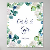 Klassieke witte bloemen Kaarten en Cadeaus Bord Poster (Voorkant)