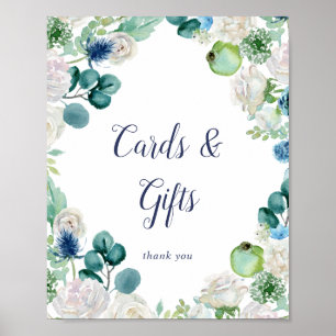 Klassieke Witte Bloemen Kaarten en Cadeaus Bord Poster