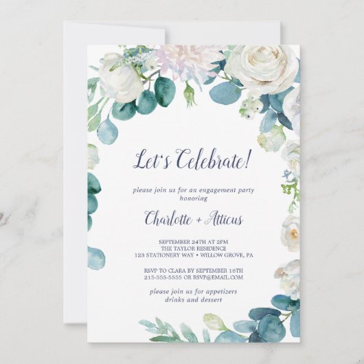 Klassieke Witte Bloemen Laten we vieren Kaart (Voorkant)