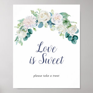 Klassieke witte bloemen Liefde is een trouwe wedde Poster