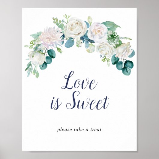 Klassieke witte bloemen Liefde is een trouwe wedde Poster (Voorkant)