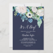 Klassieke witte bloemen marine het is een Baby sho Kaart (Voorkant)