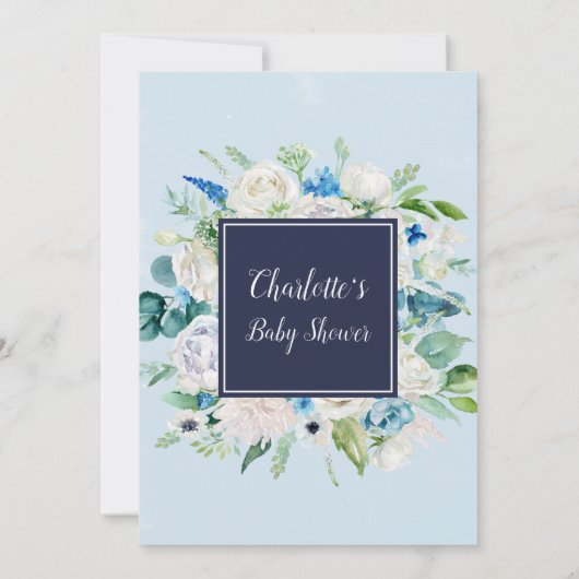 Klassieke witte bloemen marine het is een Baby sho Kaart (Achterkant)