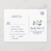 Klassieke witte bloemen menu keuze RSVP briefkaart (Achterkant)