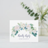 Klassieke witte bloemen menu keuze RSVP briefkaart (Staand voorkant)