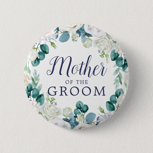 Klassieke Witte Bloemen Moeder van de Groom Ronde Button 5,7 Cm (Voorkant)