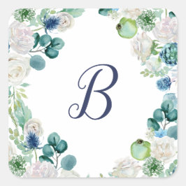 Klassieke witte bloemen monogram envelop zegels