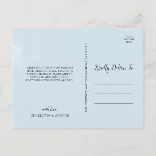 Klassieke witte bloemen | Navy Dank u Briefkaart (Achterkant)