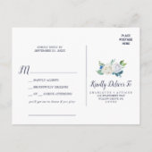 Klassieke witte bloemen | Navy Song Request RSVP Uitnodiging Briefkaart (Achterkant)