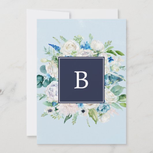 Klassieke witte bloemen | Navy the Wedding of Kaart (Achterkant)