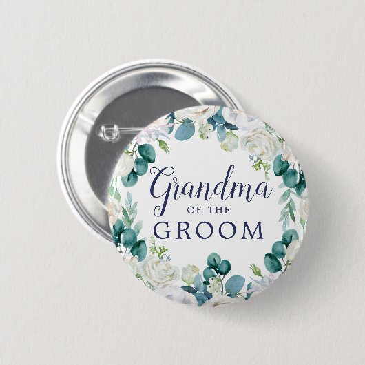 Klassieke witte bloemen oma van de Groom Ronde Button 5,7 Cm (Voorkant /achterkant)