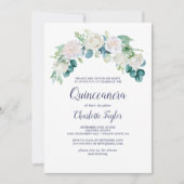 Klassieke witte bloemen Quinceañera Kaart (Voorkant)