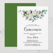 Klassieke witte bloemen Quinceañera uitnodiging (Voorkant / Achterkant)