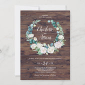 Klassieke witte bloemen Rustic Wreath Casual Wedde Kaart (Voorkant)