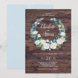 Klassieke witte bloemen Rustic Wreath Casual Wedde Kaart