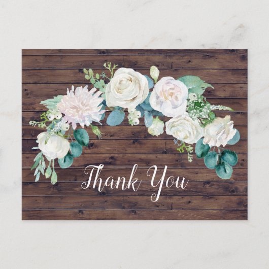 Klassieke witte bloemen | Rustisch Dank u Briefkaa Briefkaart (Voorkant)