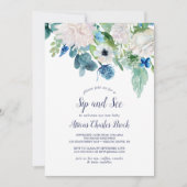 Klassieke witte bloemen Sip en Zie Kaart (Voorkant)