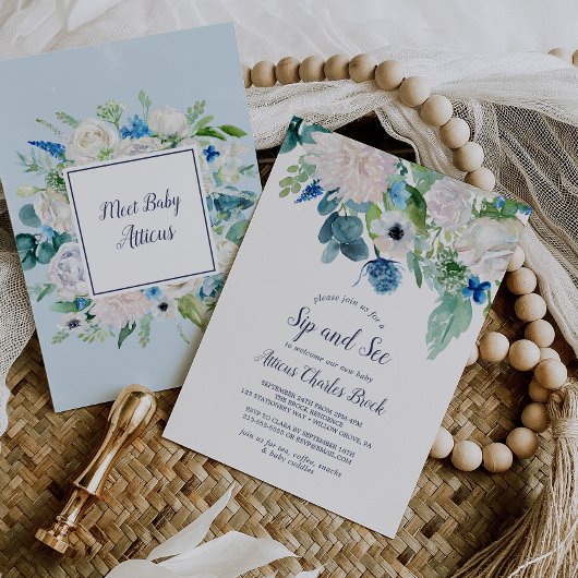 Klassieke witte bloemen Sip en Zie Kaart