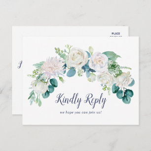 Klassieke witte bloemen Song Request RSVP Briefkaa Uitnodiging Briefkaart