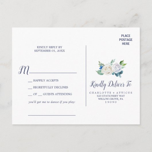 Klassieke witte bloemen Song Request RSVP Briefkaa Uitnodiging Briefkaart (Achterkant)