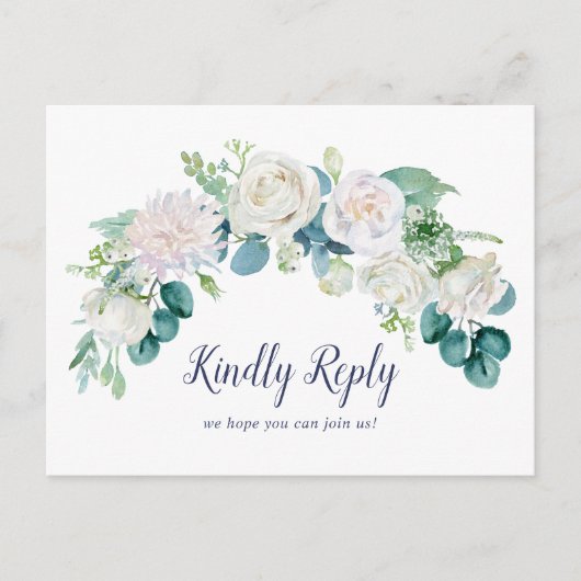 Klassieke witte bloemen Song Request RSVP Briefkaa Uitnodiging Briefkaart (Voorkant)