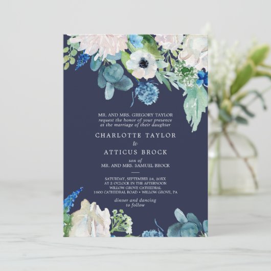 Klassieke witte bloemen | Traditionele marinebruil Kaart (Staand voorkant)