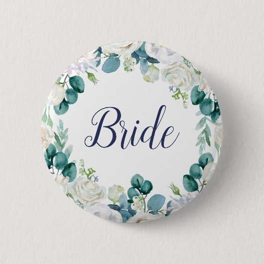 Klassieke witte bloemen Vrijgezellenfeest Ronde Button 5,7 Cm (Voorkant)