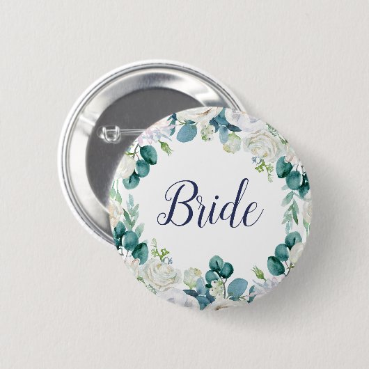 Klassieke witte bloemen Vrijgezellenfeest Ronde Button 5,7 Cm (Voorkant /achterkant)