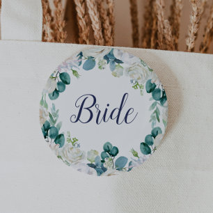 Klassieke witte bloemen Vrijgezellenfeest Ronde Button 5,7 Cm