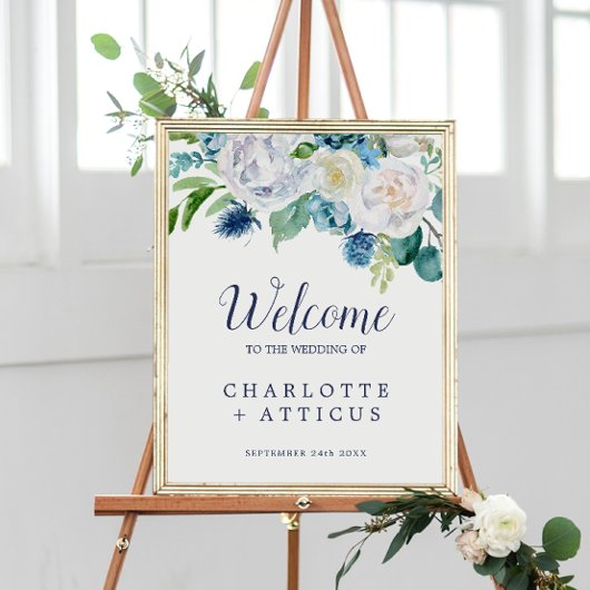 Klassieke witte bloemen Welkomstbruiloft Poster