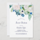 Klassieke witte bloemen zoete zestien verjaardag kaart (Voorkant)