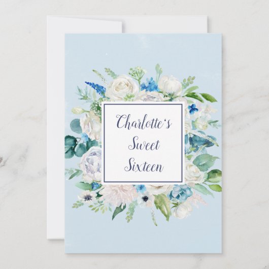 Klassieke witte bloemen zoete zestien verjaardag kaart (Achterkant)