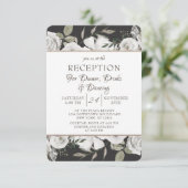 Klassieke Witte Bloemige Trouwreceptie Kaart (Staand voorkant)
