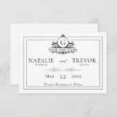 Klassieke witte bruiloft save the date (Voorkant / Achterkant)