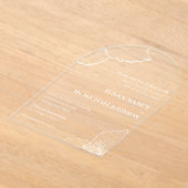 Klassieke Witte Clematis Line Art Formele bruiloft Acryl Uitnodigingen (Laagn)