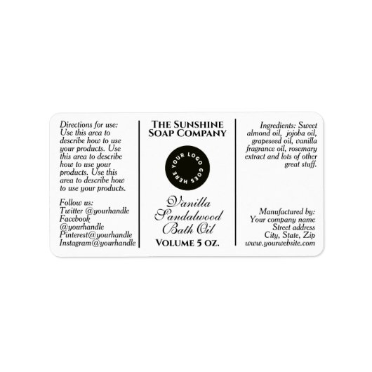 Klassieke witte cosmetica druppelaar flesetiket etiket (Voorkant)