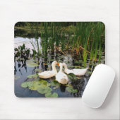 Klassieke witte eenden op een prachtig meer muismat (Met muis)